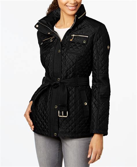 michael kors black jacket women|michael kors black quilted jacket.